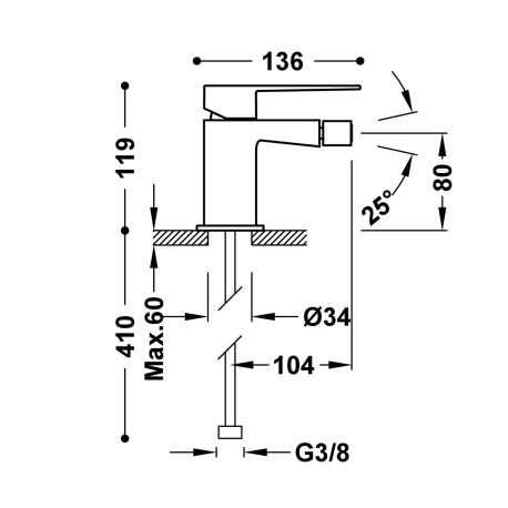 Mitigeur pour bidet Noir Bronze - TRES 20212001KMB