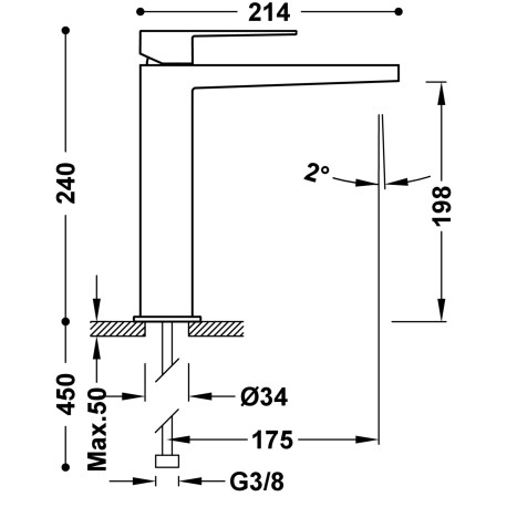 Mitigeur haut pour lavabo Noir Bronze - TRES 20210303KMB