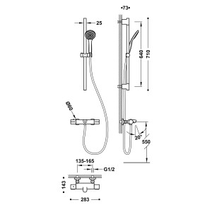 Kit bain-douche robinet thermostatique mural Chromé - TRES 21619602