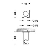 Support fixe avec arrivée d’eau pour douchette Chromé - TRES 21618221