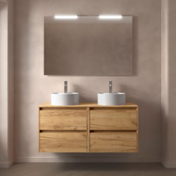 Meuble salle de bains et plan de toilette 120cm 4 tiroirs Chêne Africain NOJA - SALGAR 105523