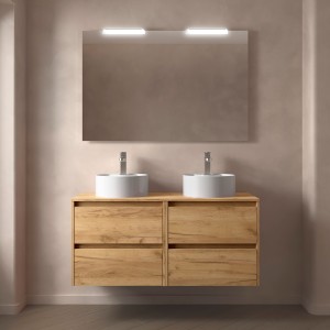 Meuble salle de bains et plan de toilette 120cm 4 tiroirs Chêne Africain NOJA - SALGAR 105523