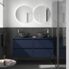 Meuble salle de bains et plan de toilette 140cm 4 tiroirs Blue Satin NOJA - SALGAR 105528