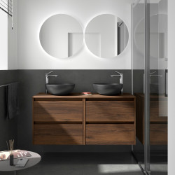 Meuble salle de bains et plan de toilette 140cm 4 tiroirs Noyer Maya NOJA - SALGAR 105533