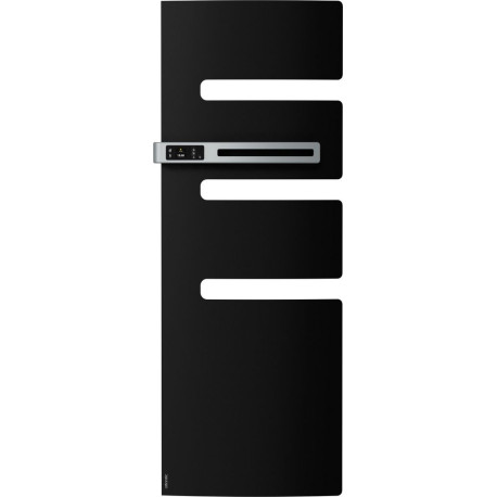 Sèche-serviettes électrique Noir ATLANTIC 1750W (750W+1000W) Mât à gauche SERENIS soufflant