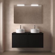 Meuble salle de bains et plan de toilette 120cm 4 portes Black Satin NOJA - SALGAR 105563