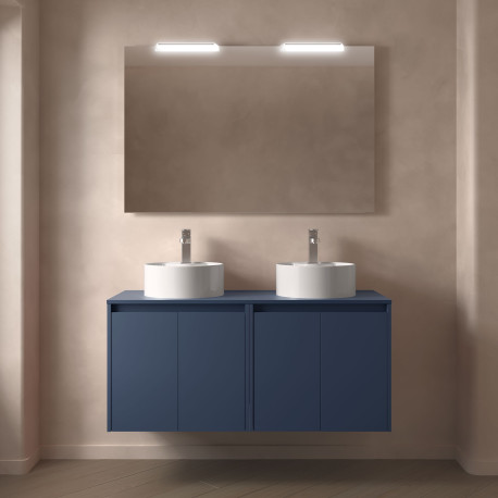 Meuble salle de bains et plan de toilette 120cm 4 portes Blue Satin NOJA - SALGAR 105564
