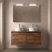 Meuble salle de bains et plan de toilette 120cm 4 portes Noyer Maya NOJA - SALGAR 105569