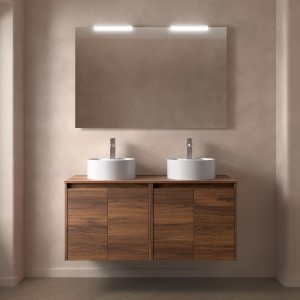 Meuble salle de bains et plan de toilette 120cm 4 portes Noyer Maya NOJA - SALGAR 105569