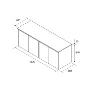 Meuble salle de bains et plan de toilette 140cm 4 portes White Satin NOJA - SALGAR 105571