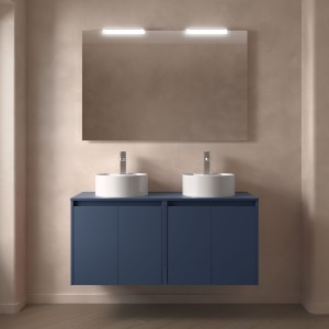 Meuble salle de bains et plan de toilette 140cm 4 portes Blue Satin NOJA - SALGAR 105573