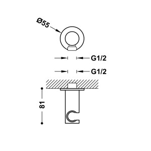Support fixe avec arrivée d’eau pour douchette Chromé - TRES 21518221