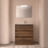 Meuble salle de bains 80cm 3 tiroirs et miroir Noyer Maya NOJA - SALGAR 105636