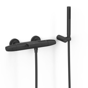 Robinet thermostatique mural pour baignoire et douche Noir mat - TRES 19017479NM