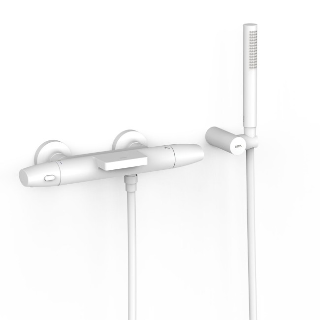 Robinet thermostatique mural pour baignoire et douche Blanc mat - TRES 19017479BM