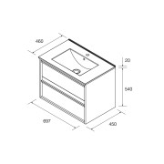 Meuble salle de bains et plan de vasque 70cm 2 tiroirs Chêne Naturel NOJA - SALGAR 106121