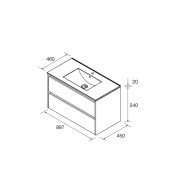 Meuble salle de bains et plan de vasque 90cm 2 tiroirs Noyer Maya NOJA - SALGAR 106159