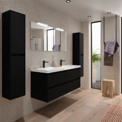 Meuble salle de bains et plan de vasque 140cm 4 tiroirs Black Satin NOJA - SALGAR 106180