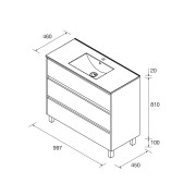 Meuble salle de bains et plan de vasque 100cm 3 tiroirs Chêne Naturel NOJA - SALGAR 106283