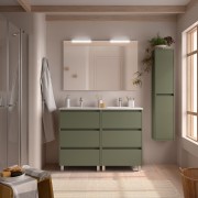 Meuble salle de bains et plan de vasque 120cm 6 tiroirs Green Satin NOJA - SALGAR 106290