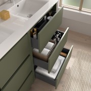 Meuble salle de bains et plan de vasque 120cm 6 tiroirs Green Satin NOJA - SALGAR 106290