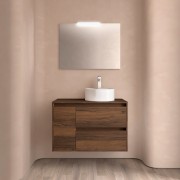 Meuble salle de bains et plan de toilette 85cm 2 tiroirs 1 porte à gauche Noyer Maya NOJA - SALGAR 105497