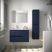 Meuble salle de bains et plan de vasque 85cm 2 tiroirs 1 porte à droite Blue Satin NOJA - SALGAR 106136
