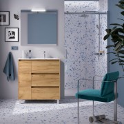 Meuble salle de bains et plan de vasque 85cm 3 tiroirs 1 porte à gauche Chêne Africain NOJA - SALGAR 106275