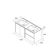 Meuble salle de bains 1200mm 2 tiroirs 2 portes Black Satin Noja
