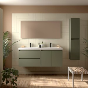 Meuble salle de bains 1400mm 2 tiroirs 2 portes Green Satin Noja