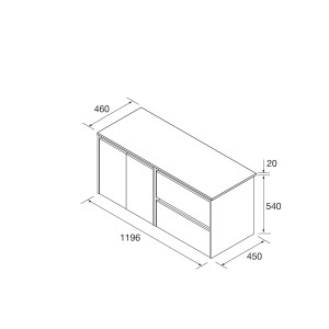 Meuble salle de bains 1200mm 2 tiroirs 2 portes Green Satin Noja