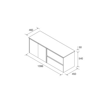 Meuble salle de bains 1400mm 2 tiroirs 2 portes Blanc Brillant Noja