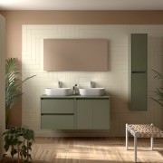 Meuble salle de bains 1400mm 2 tiroirs 2 portes Green Satin Noja