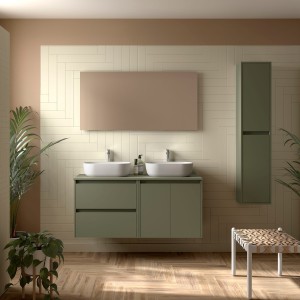 Meuble salle de bains 1400mm 2 tiroirs 2 portes Green Satin Noja
