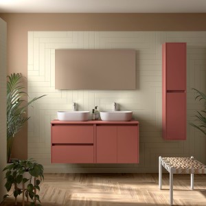 Meuble salle de bains 1400mm 2 tiroirs 2 portes Red Satin Noja