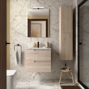 Meuble salle de bains et vasque 60cm 2 tiroirs Chêne Naturel VIMA - SALGAR 113626