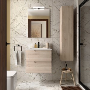 Meuble salle de bains et vasque 60cm 2 tiroirs Chêne Naturel VIMA - SALGAR 113626