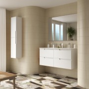 Ensemble complet meuble salle de bains 120cm 2tiroirs White Satin Vima