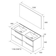 Ensemble meuble salle de bains 120cm 2tiroirs Chêne Naturel Vima