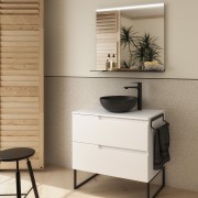 Meuble salle de bains et plan de toilette 80cm 2 tiroirs White Satin VIMA - SALGAR 111807