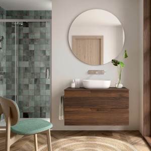 Meuble salle de bains et plan de toilette 100cm 2 tiroirs Noyer Maya VIMA - SALGAR - SALGAR 113506