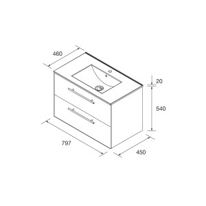 Meuble salle de bains 2tiroirs+plan de vasque 80cm Chêne Africain