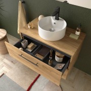 Ensemble meuble de salle de bain 2 tiroirs 60cm Chêne Africain SILANE - SALGAR 113600