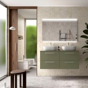 Ensemble meuble de salle de bain 4 tiroirs 120cm Green Satin SILANE - SALGAR 113611