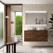 Ensemble meuble de salle de bain 4 tiroirs 120cm Noyer Maya SILANE - SALGAR 113613