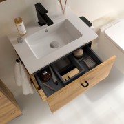 Meuble salle de bains et plan de vasque 50cm 2 tiroirs Chêne Africain INARA - SALGAR 113675