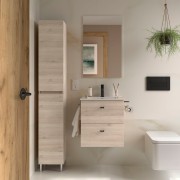 Meuble salle de bains et plan de vasque 50cm 2 tiroirs Chêne Naturel INARA - SALGAR 113676