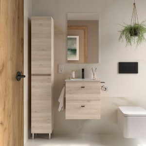 Meuble salle de bains et plan de vasque 50cm 2 tiroirs Chêne Naturel INARA - SALGAR 113676