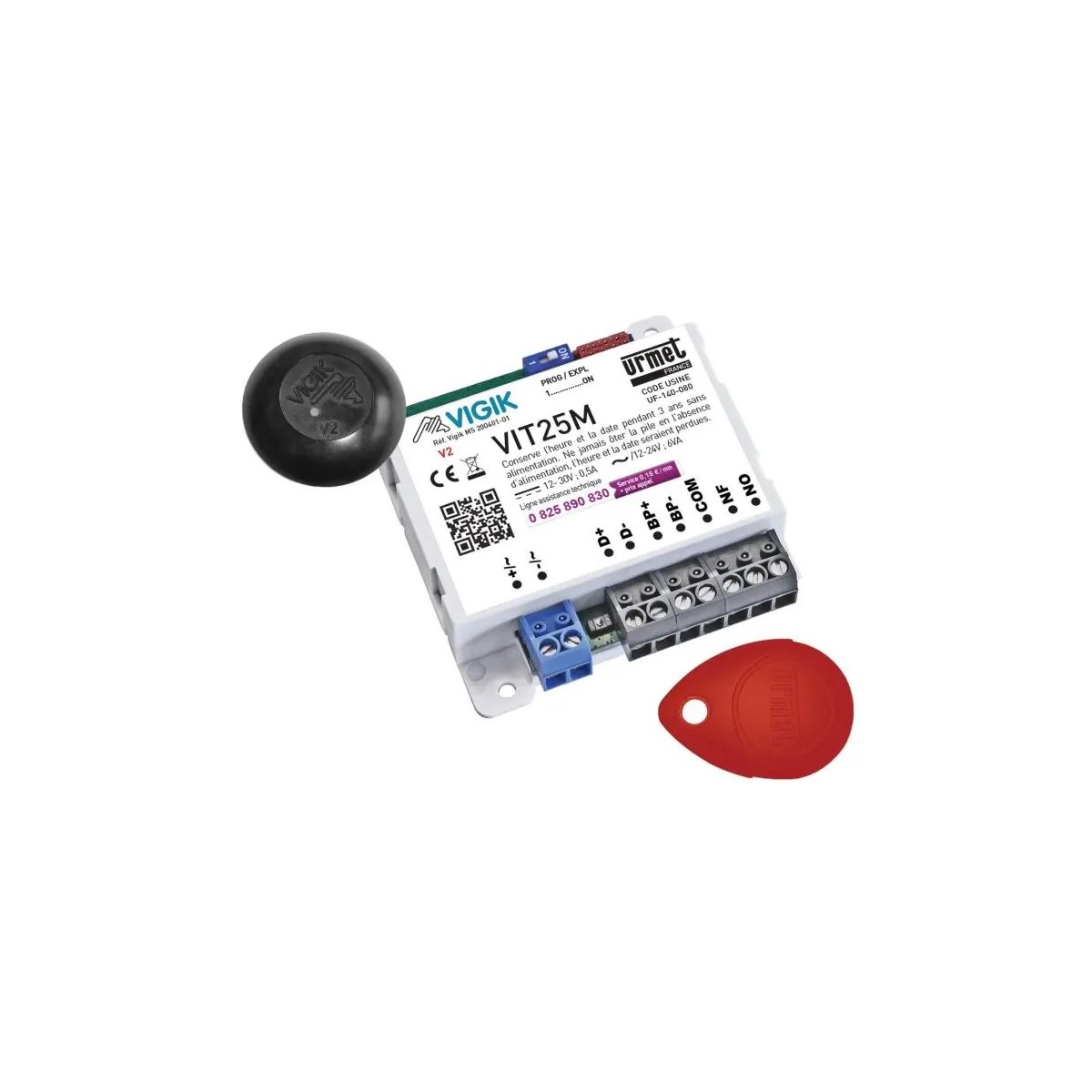 Kit VIGIK 1 porte, 2 appartements avec 3 badges résidents programmés par logement - URMET 16090002