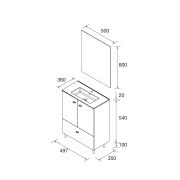 Ensemble meuble salle de bains, miroir et plan de vasque 70cm 1 tiroir, 2 portes Blanc Brillant INARA - SALGAR 113714